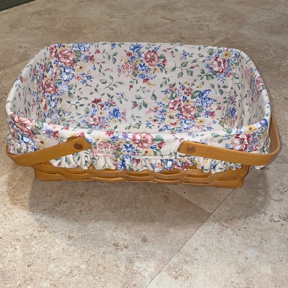 Longaberger basket with floral fabric insert